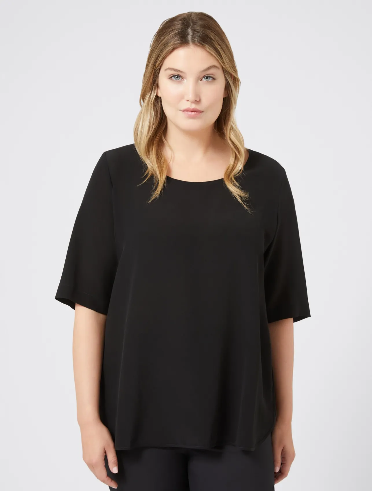 Fashion Marina Rinaldi Silk crêpe de Chine blouse BLACK