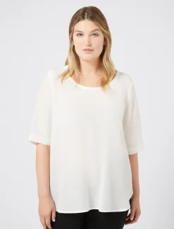 New Marina Rinaldi Silk crêpe de Chine blouse WHITE