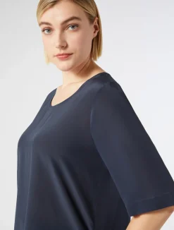 Fashion Marina Rinaldi Silk crêpe de Chine blouse CORNFLOWERBLUE