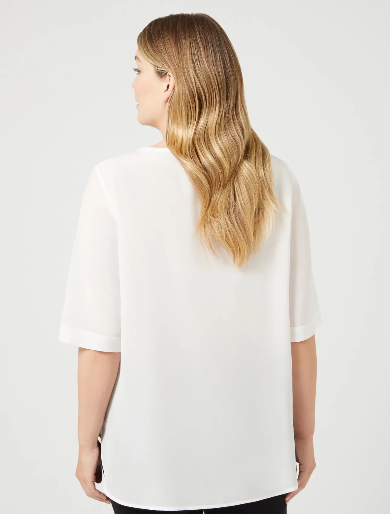 New Marina Rinaldi Silk crêpe de Chine blouse WHITE