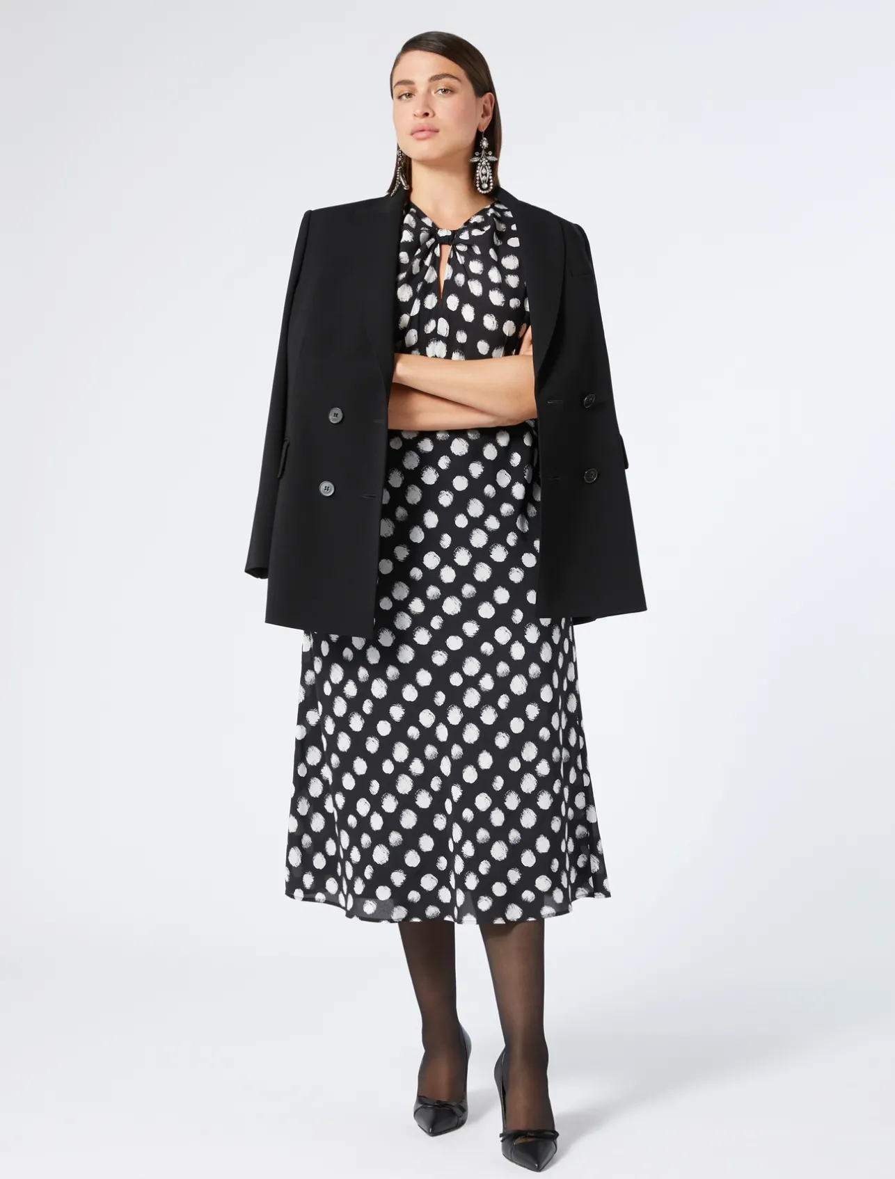 Fashion Marina Rinaldi Silk crêpe de Chine dress BLACK