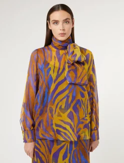 Sale Marina Rinaldi Silk georgette blouse GOLD