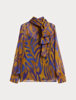 Sale Marina Rinaldi Silk georgette blouse GOLD