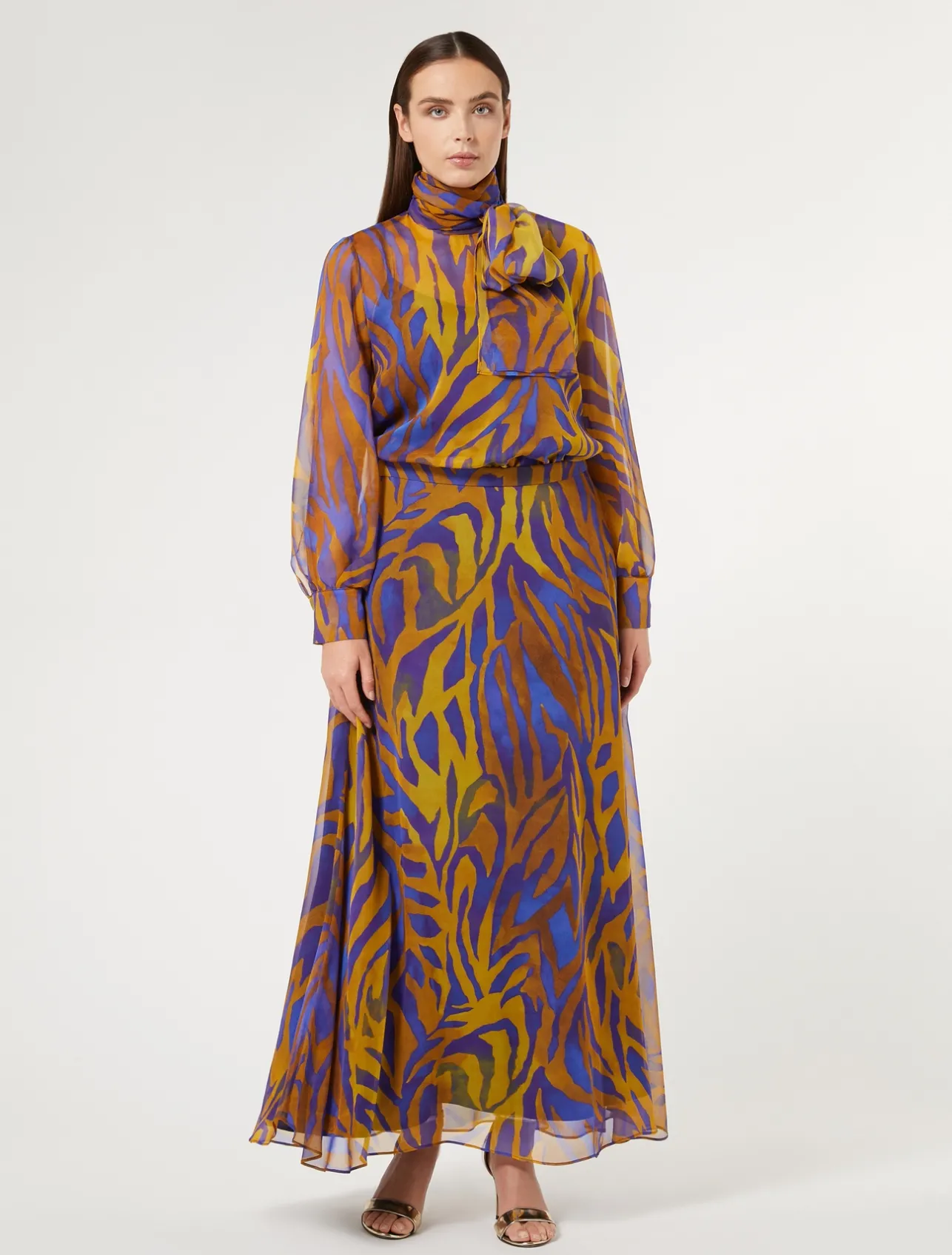 Sale Marina Rinaldi Silk georgette blouse GOLD