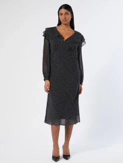 Online Marina Rinaldi Silk georgette dress BLACK