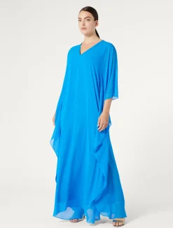 Online Marina Rinaldi Silk georgette dress CORNFLOWERBLUE