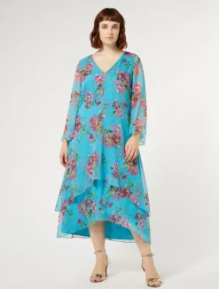 Hot Marina Rinaldi Silk georgette dress TURQUOISE