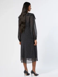 Online Marina Rinaldi Silk georgette dress BLACK