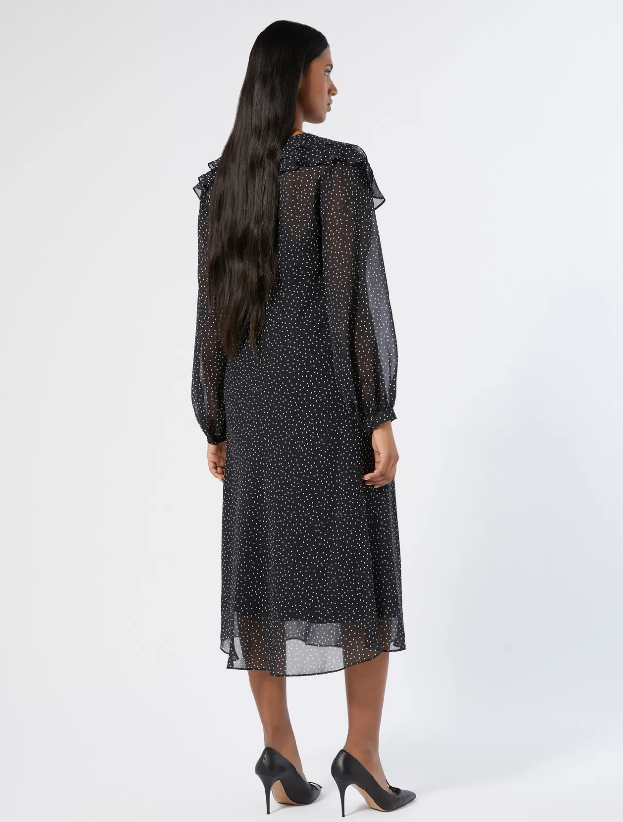 Online Marina Rinaldi Silk georgette dress BLACK