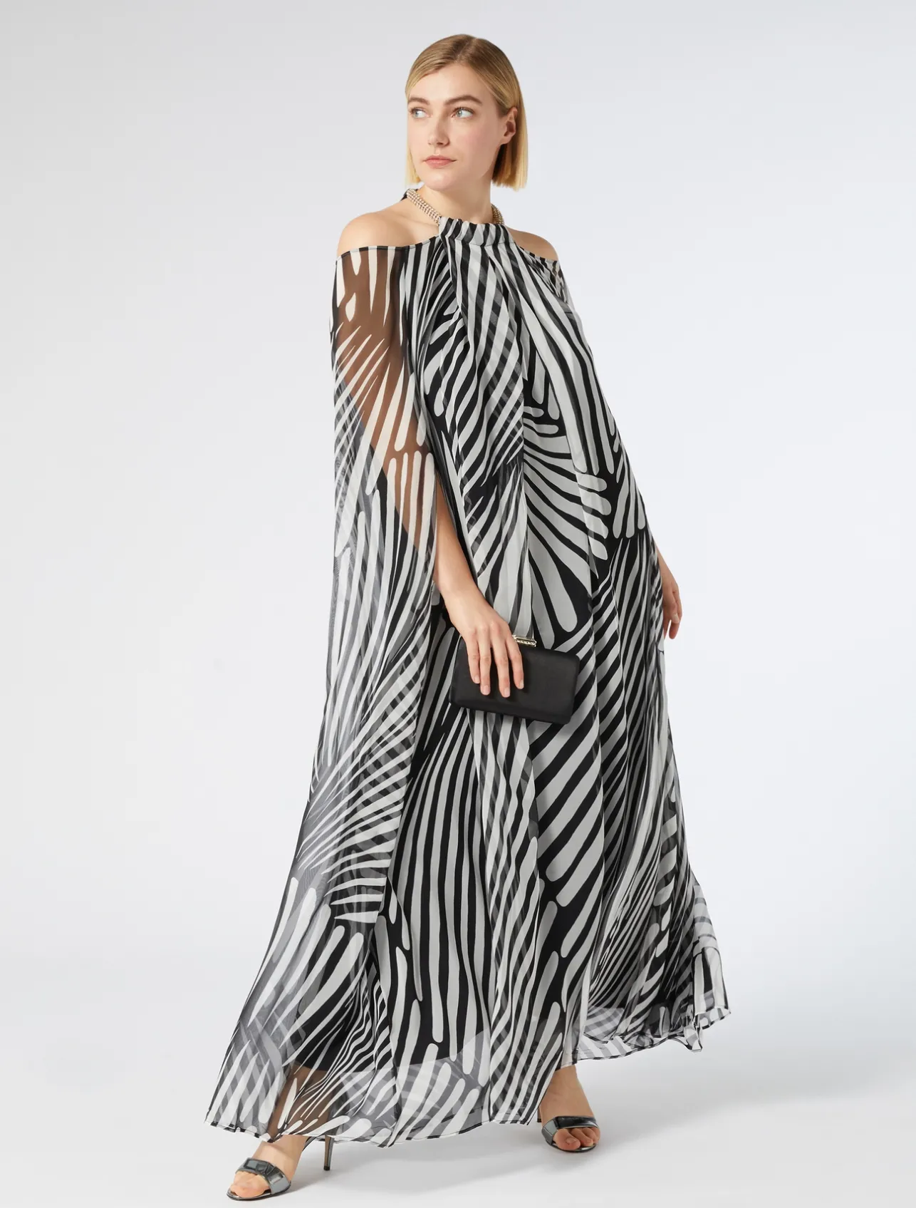 Sale Marina Rinaldi Silk georgette dress BLACK