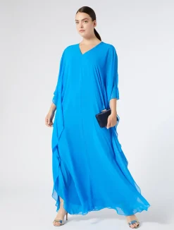 Online Marina Rinaldi Silk georgette dress CORNFLOWERBLUE
