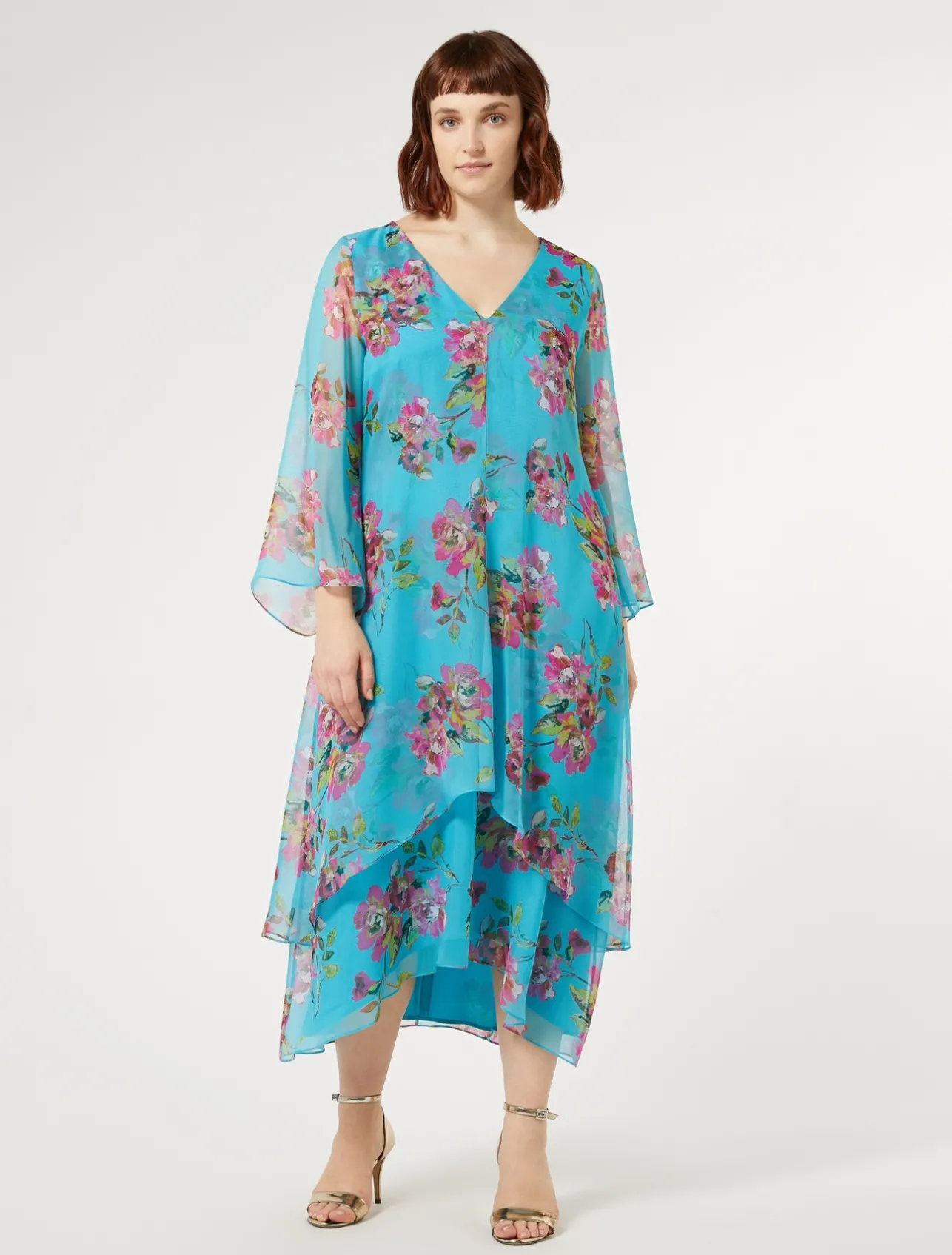 Hot Marina Rinaldi Silk georgette dress TURQUOISE
