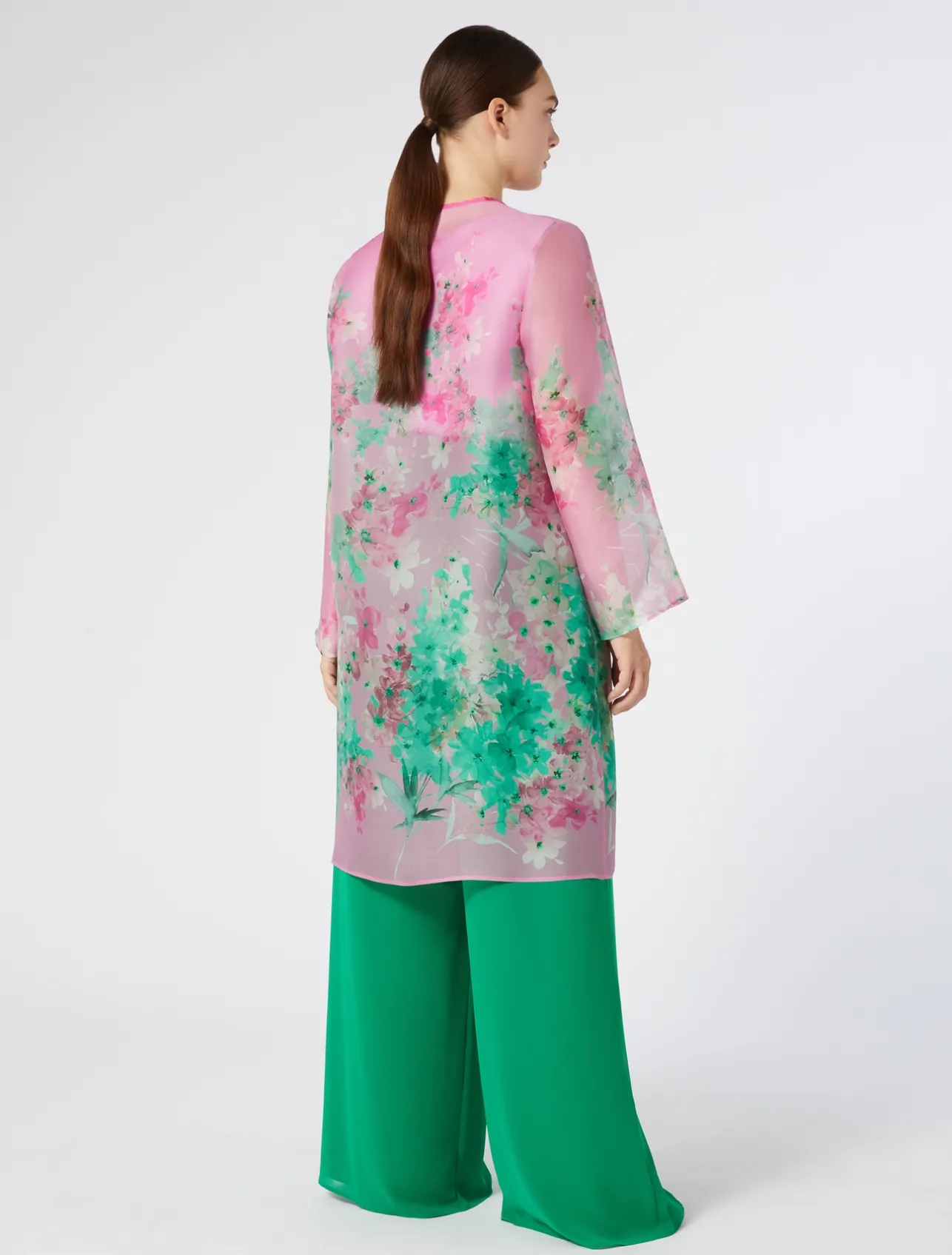 Outlet Marina Rinaldi Silk organza duster coat PINK