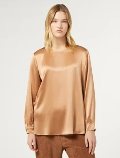 Fashion Marina Rinaldi Silk satin blouse CAMEL