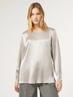 Best Marina Rinaldi Silk satin blouse LIGHTGREY