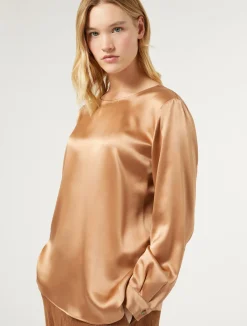 Fashion Marina Rinaldi Silk satin blouse CAMEL