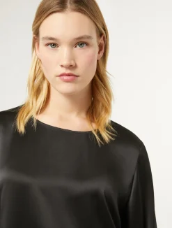 Fashion Marina Rinaldi Silk satin blouse BLACK