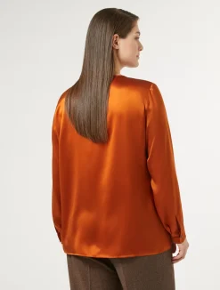 Fashion Marina Rinaldi Silk satin blouse REDORANGE