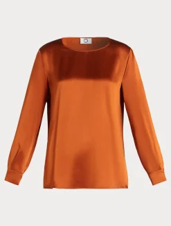 Fashion Marina Rinaldi Silk satin blouse REDORANGE