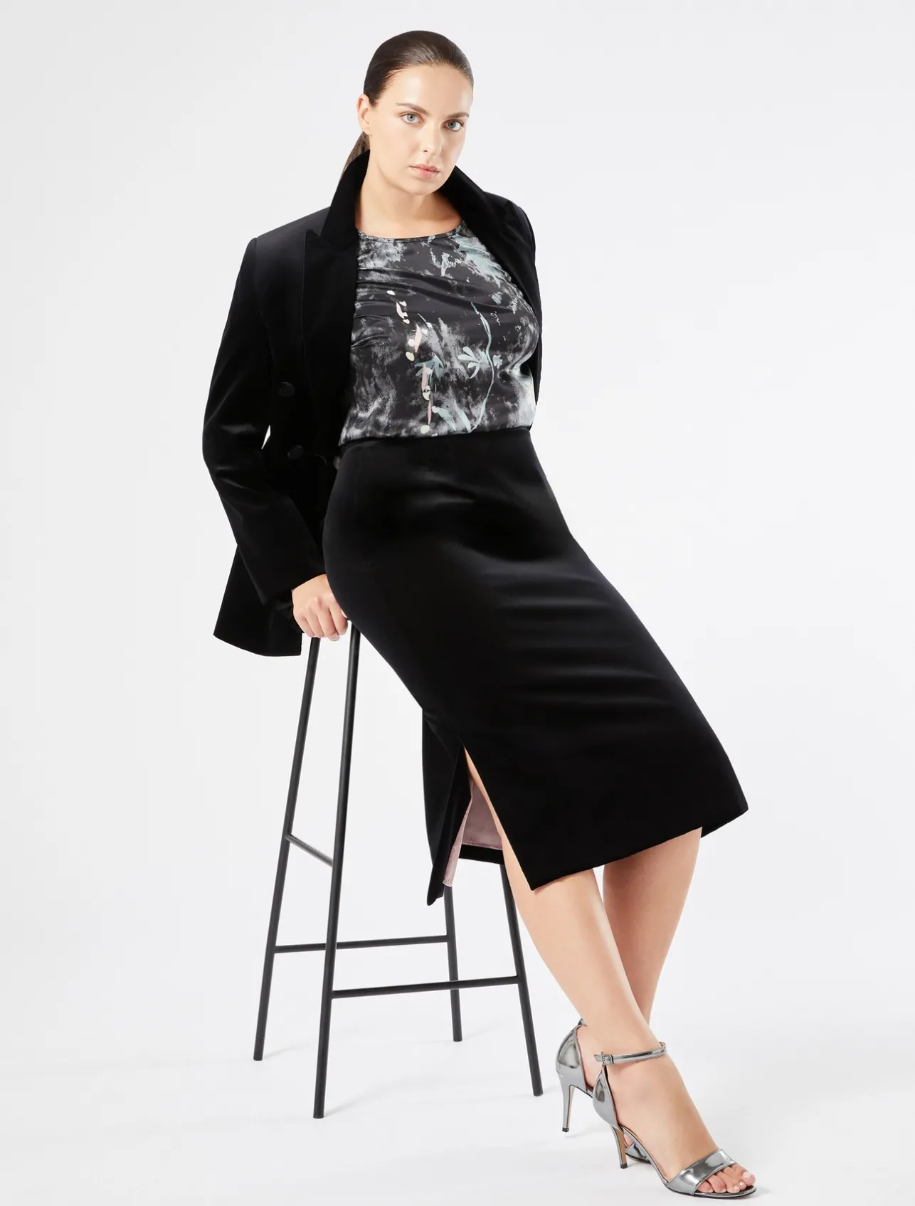 Discount Marina Rinaldi Silk satin blouse DARKGREY