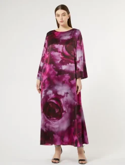 Sale Marina Rinaldi Silk satin oversized dress BORDEAUX