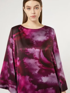 Sale Marina Rinaldi Silk satin oversized dress BORDEAUX