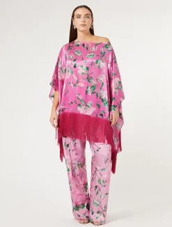 Discount Marina Rinaldi Silk satin poncho PINK