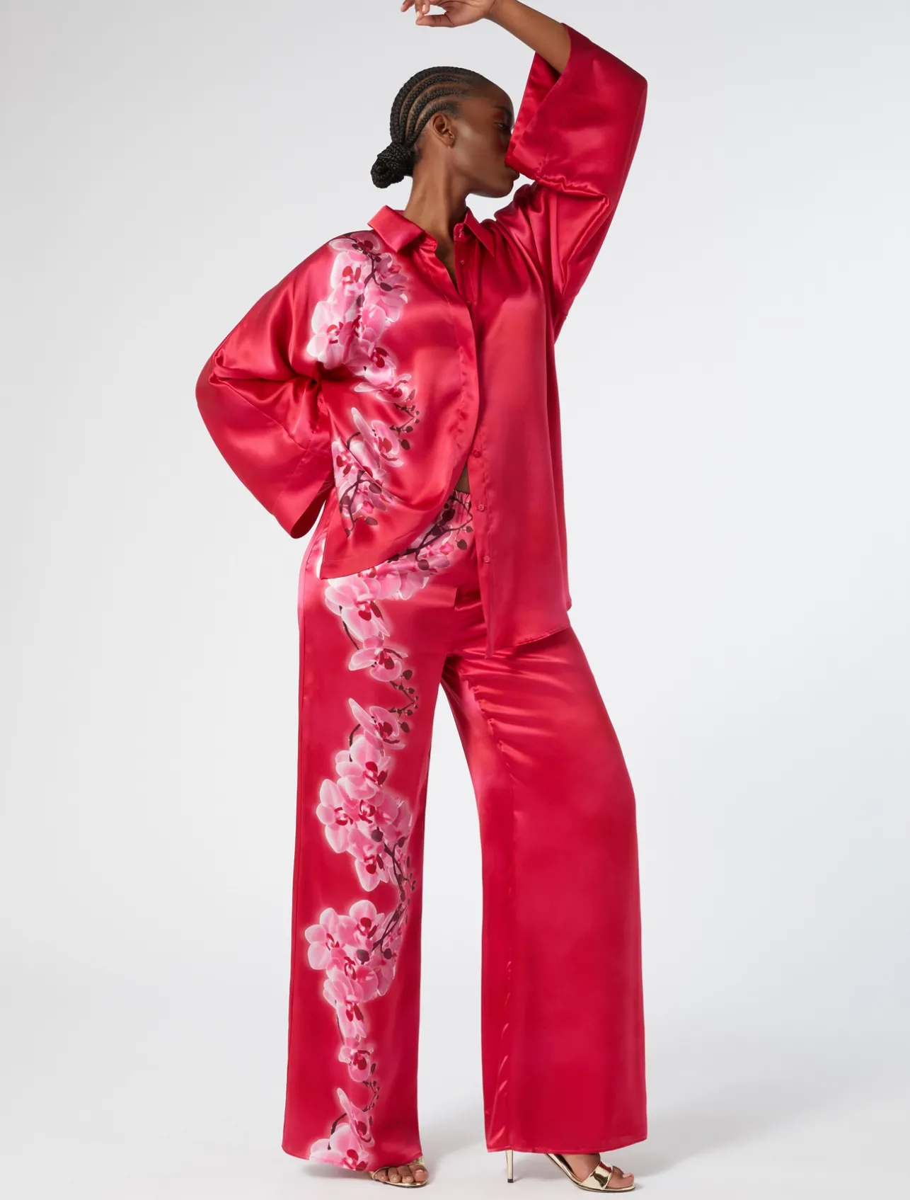 Online Marina Rinaldi Silk satin trousers FUCHSIA