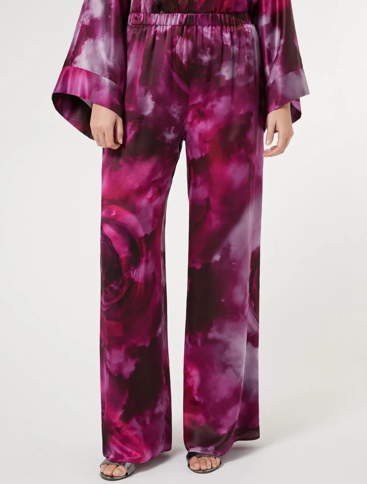 Outlet Marina Rinaldi Silk satin trousers BORDEAUX