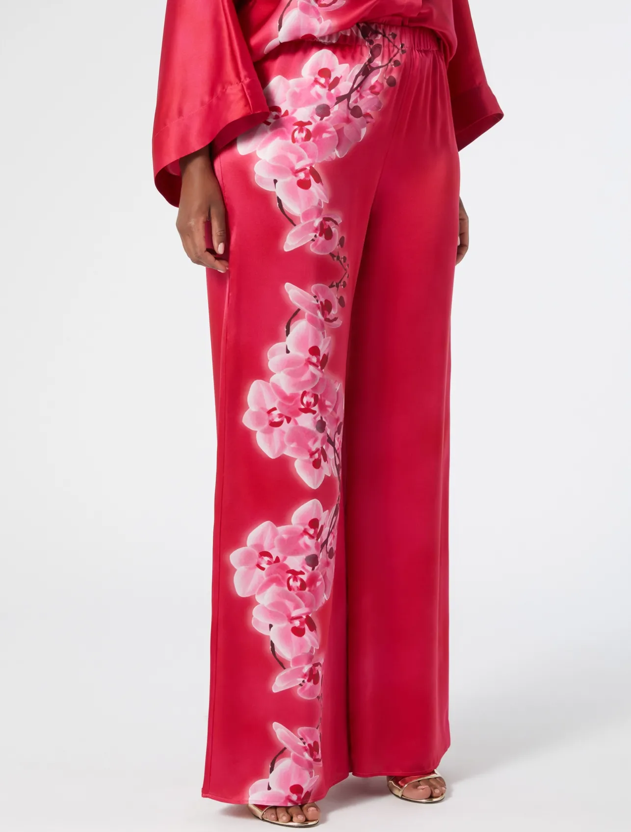 Online Marina Rinaldi Silk satin trousers FUCHSIA