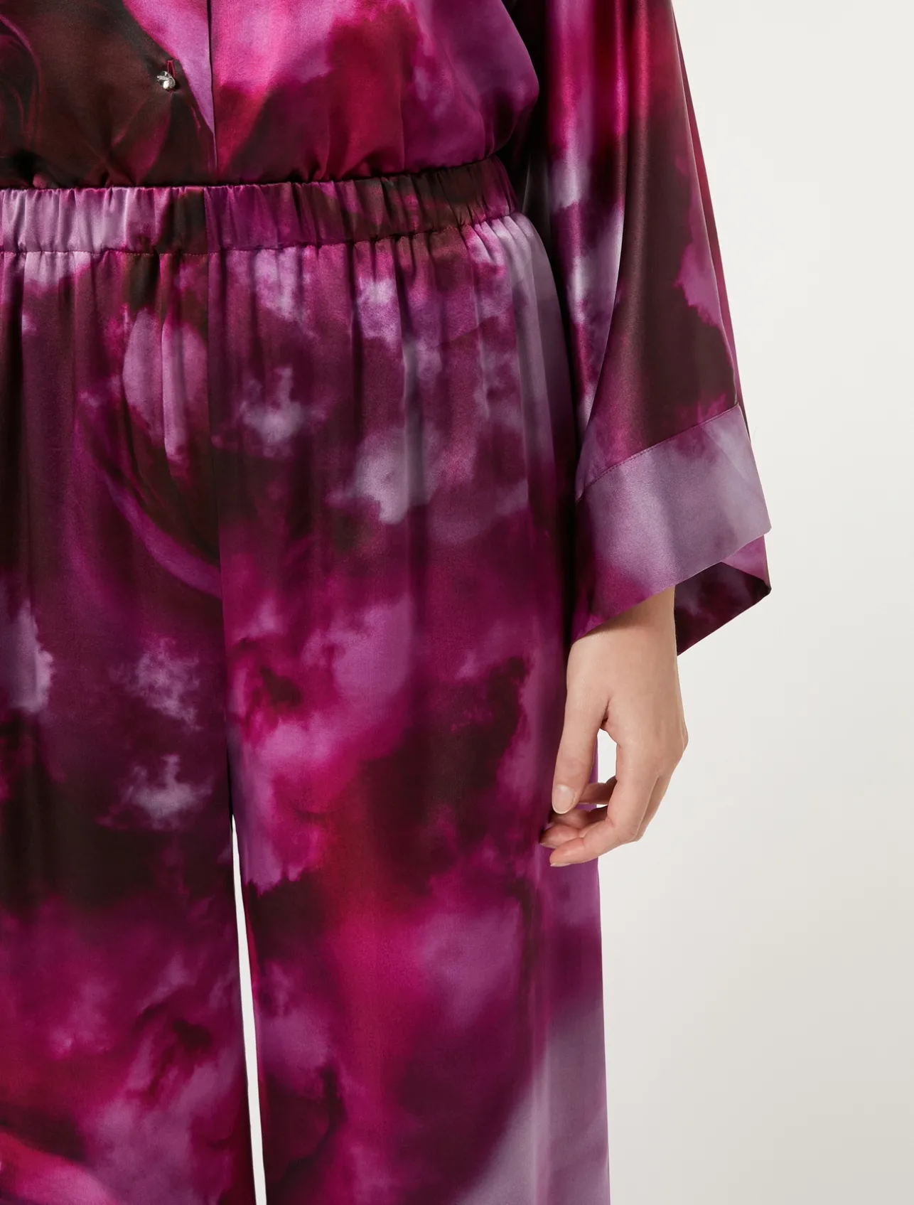 Outlet Marina Rinaldi Silk satin trousers BORDEAUX