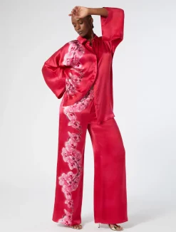 Online Marina Rinaldi Silk satin trousers FUCHSIA