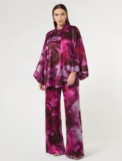 Outlet Marina Rinaldi Silk satin trousers BORDEAUX