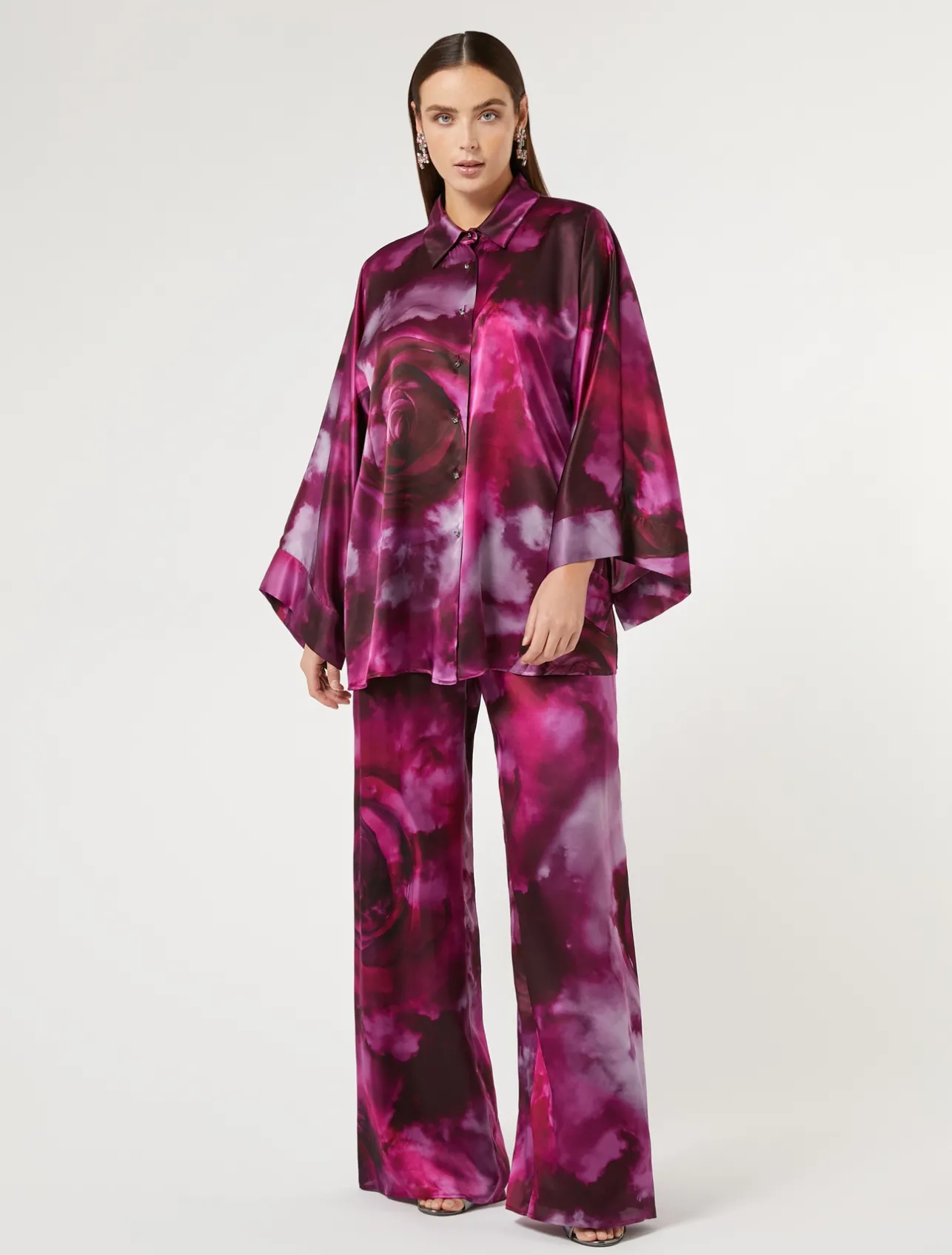 Outlet Marina Rinaldi Silk satin trousers BORDEAUX