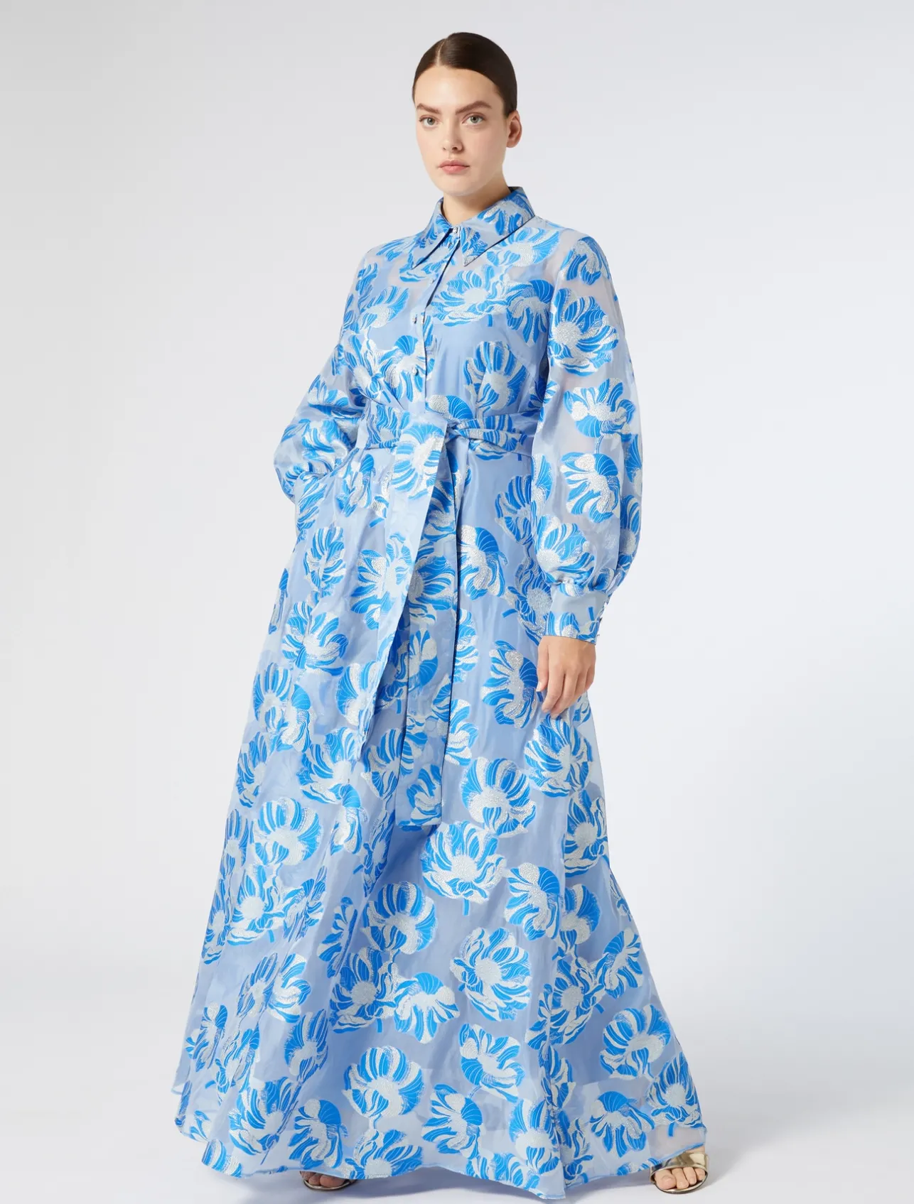 New Marina Rinaldi Silk shirt dress CORNFLOWERBLUE
