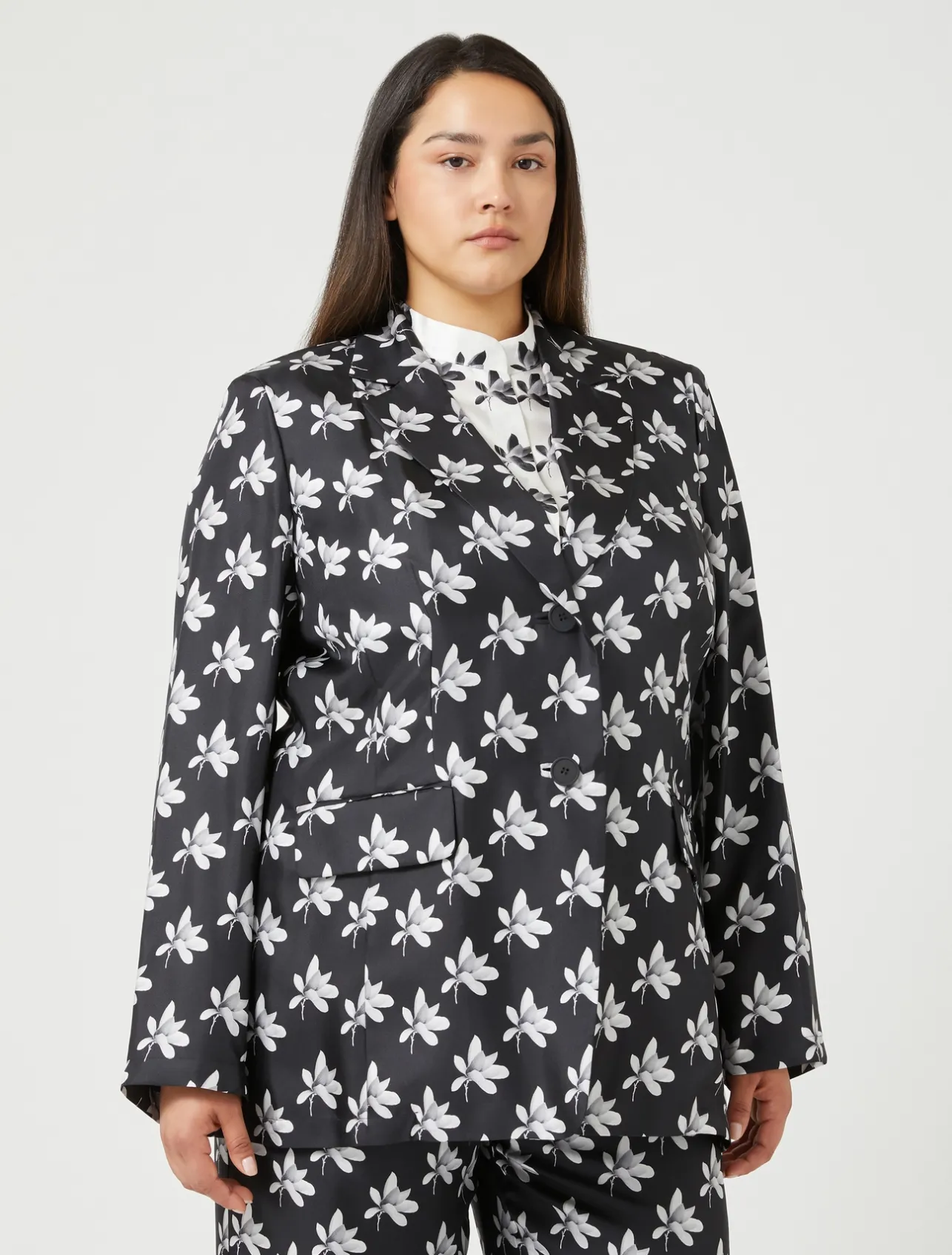 Best Marina Rinaldi Silk twill blazer jacket BLACK