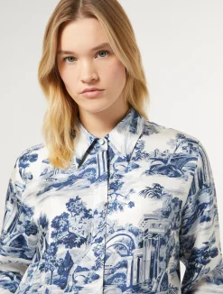 Hot Marina Rinaldi Silk twill shirt WHITEBLUE