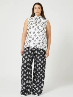 Online Marina Rinaldi Silk twill trousers BLACK