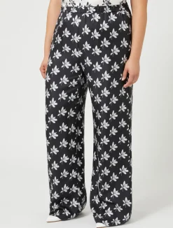 Online Marina Rinaldi Silk twill trousers BLACK