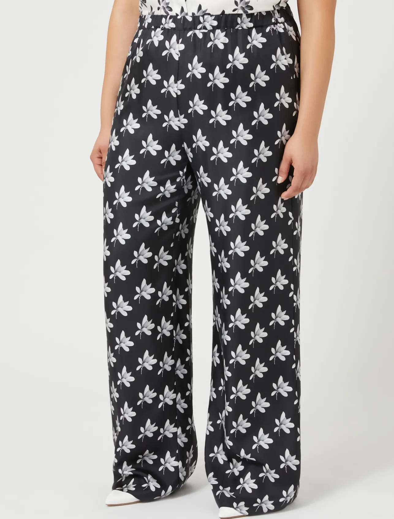 Online Marina Rinaldi Silk twill trousers BLACK