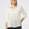 Sale Marina Rinaldi Silk-blend blouse WHITE