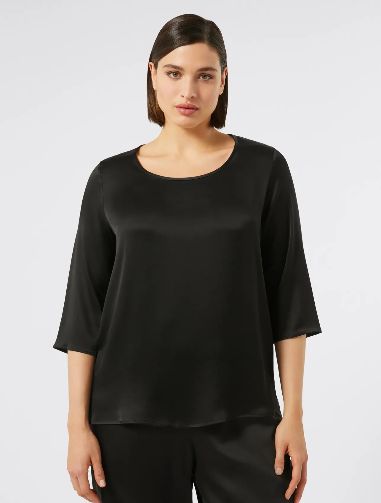 Discount Marina Rinaldi Silk-blend blouse BLACK