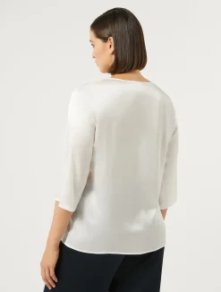 Sale Marina Rinaldi Silk-blend blouse WHITE