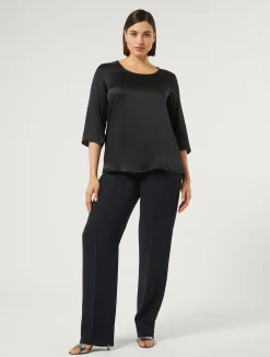 Best Marina Rinaldi Silk-blend blouse MIDNIGHTBLUE