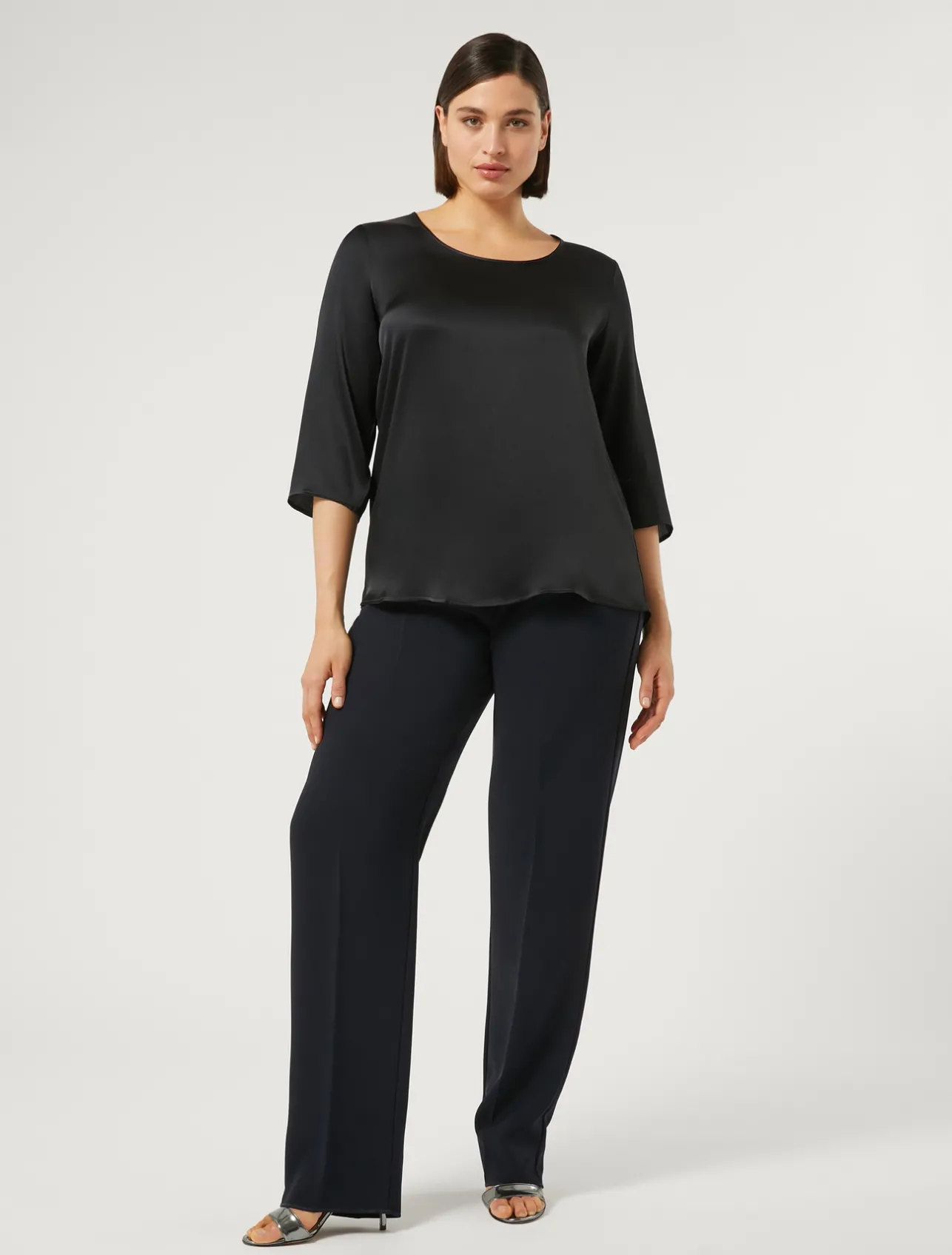 Best Marina Rinaldi Silk-blend blouse MIDNIGHTBLUE