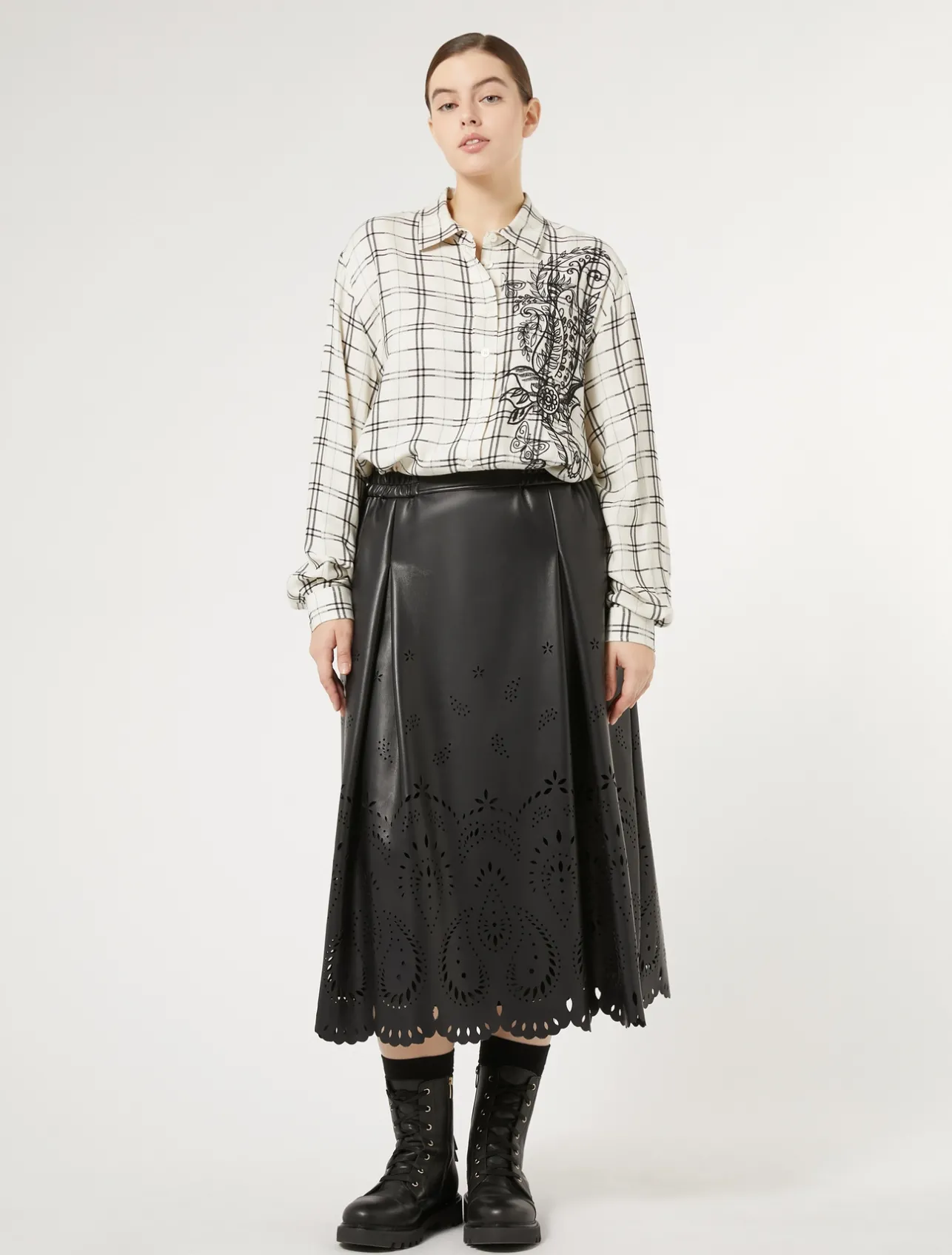 Online Marina Rinaldi Skirt in coated fabric BLACK