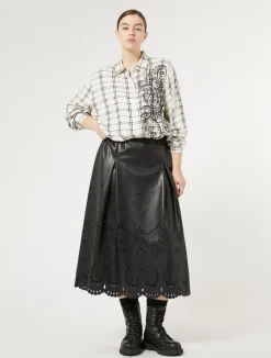 Online Marina Rinaldi Skirt in coated fabric BLACK