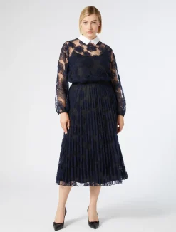 Fashion Marina Rinaldi Skirt in embroidered lace MIDNIGHTBLUE