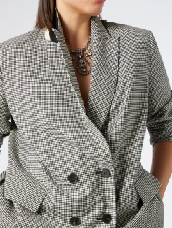 Outlet Marina Rinaldi Stretch batavia wool blazer BLACKWHITE