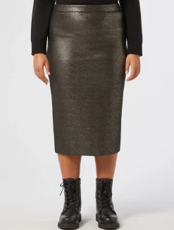 Discount Marina Rinaldi Stretch bengaline skirt GOLDBLACK